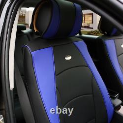 Car SUV Truck Leatherette Seat Covers Front Bucket Blue with Dash Mat For car