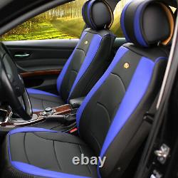 Car SUV Truck Leatherette Seat Covers Front Bucket Blue with Dash Mat For car