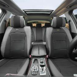 Car SUV Truck Leatherette Seat Cushion Covers Full Set Black Gray