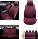 Car Seat Covers Full Set Nappa Leather Universal Fit Cars SUV Truck Burgundy