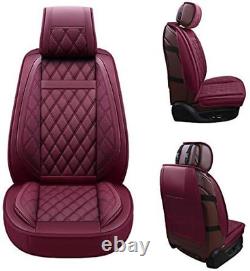 Car Seat Covers Full Set Nappa Leather Universal Fit Cars SUV Truck Burgundy