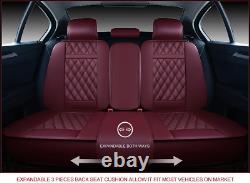 Car Seat Covers Full Set Nappa Leather Universal Fit Cars SUV Truck Burgundy