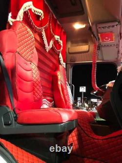 DELUX Red Seat Covers with Eco Leather and Suede for Iveco S-Way Trucks