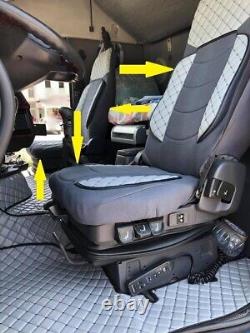 DELUX Seat Covers in Gray with Eco Leather and Suede for Volvo FH 2/3 Trucks