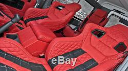 Defender 90 Chelsea Truck Co. Front Sports Seats Red- Harris Tweed Fits 1990