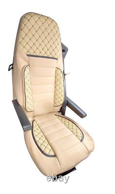Deluxe Beige Quilted Eco Leather and Suede Seat Covers for Iveco S-Way trucks