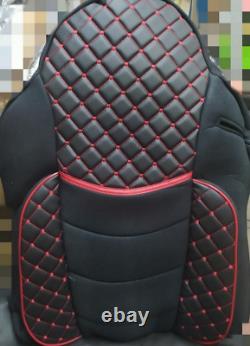 Deluxe Black Quilted Eco Leather and Suede Seat Covers for Iveco S-Way trucks