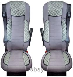 Deluxe GREY Quilted Eco Leather and Suede Seat Covers for Iveco S-Way trucks