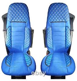 Deluxe Passenger + Driver Seat Covers Blue for Volvo FH4 2014 2020 trucks