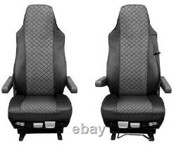 Eco-Leather Truck Seat Covers for MAN TGL TGX TGS Gray color 2pcs