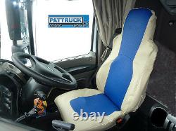 Fit Daf Xf 105 2007-2011 /cf 85 Truck Eco Leather Seat Covers Beige / Blue