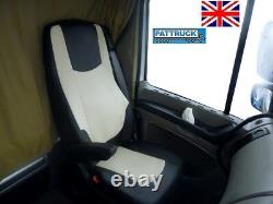 Fit Daf Xf 105 (2012-2013) Pair Of Truck Eco Leather Seat Covers- Black / Beige