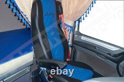Fit Daf Xf 106 Cf Euro 6 Pair Of Truck Seat Covers Eco Leather Black & Blue