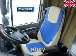 Fit Daf Xf 106 Cf Euro 6 Seat Covers Truck Eco Leather Pair Of Beige /blue