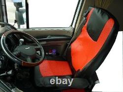 Fit Daf Xf 106 Cf Euro 6 Truck Eco Leather Seat Covers Black / Red