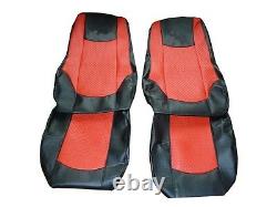Fit Daf Xf 106 Cf Euro 6 Truck Eco Leather Seat Covers Black / Red
