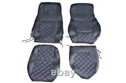 Fit Daf Xg / Xg+ Truck Seat Covers Eco Leather Pair Of Black With Red Stitches