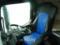 Fit Mercedes Actros Mp4 Truck Eco Leather Seat Covers Pair Of Black And Blue