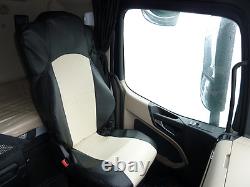 Fit Mercedes Actros Mp4 Truck Eco Leather Seat Covers Pair Of Black / Beige