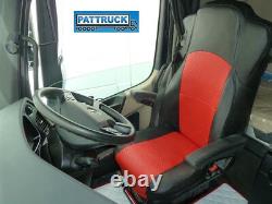 Fit Mercedes Actros Mp4 Truck Eco Leather Seat Covers Pair Of Black / Red