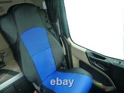Fit Mercedes Actros Mp5 Truck Eco Leather Seat Covers Pair Of Black And Blue