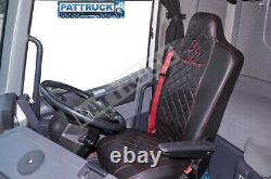 Fit Renault T Range Pair Of Truck Seat Covers Eco Leather Pair Of Black / Red