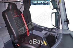 Fit Renault T Range Pair Of Truck Seat Covers Eco Leather Pair Of Black / Red