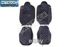 Fit Renault T Range Pair Of Truck Seat Covers Eco Leather Pair Of Black /blue