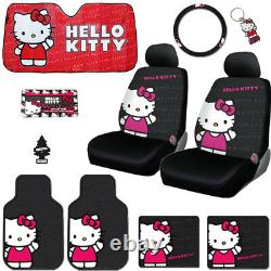 For Kia 10pc Hello Kitty Core Car Truck Seat Covers Mats Accessories Set