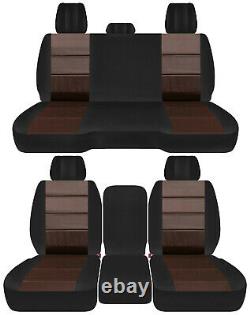 Front+back truck car seat covers black-brown fits Dodge Ram 2011-2018 1500/2500