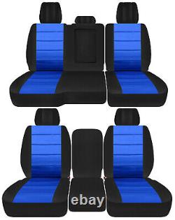 Front+back truck car seat covers black-med blue fits Dodge Ram11-2018 1500/2500