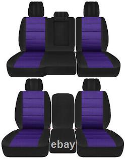 Front+back truck car seat covers black-purple fits Dodge Ram2011-2018 1500/2500
