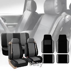 Gray Black Integrated Seatbelt Truck Van Covers with Gray Leather Carpet Mats