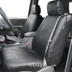 Gray Black Integrated Seatbelt Truck Van Seat Covers Black Leather Carpet Mats