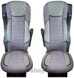 Grey Premium Quilted Eco Leather + Suede Seat Covers for Iveco S-Way trucks