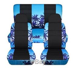 Hawaiian Print & Black Car Seat Covers for ANY Car/Truck/Van/SUV/Jeep Full Set
