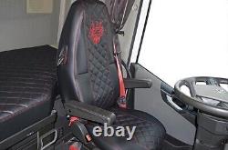 Lorry Black Seat Covers With Red Decorative Seams for Volvo Fh 4, FH5 2013+