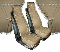 Melissa, Set Curtains & Seat Covers IN Microfiber For Truck Beige Lampa