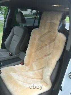 Pair of Premium Sheepskin Seat Cushions Universal Fit Cars, Trucks, Suvs TAN