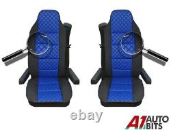 Premium Blue Leatherette & Fabric Seat Covers For Scania R 2009 Truck 2009-2017