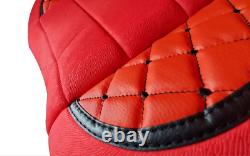 Premium Quilted Eco Leather & Suede Red Seat Covers for Volvo FH4 2014+ truck