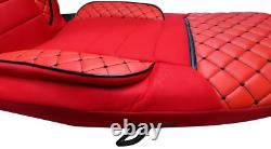 Premium Quilted Eco Leather & Suede Red Seat Covers for Volvo FH4 2014+ truck