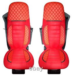 Premium RED Seat Covers Quilted Eco Leather & Suede for Renault T 2014+ trucks