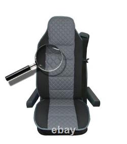 Premium Universal Grey Leatherette & Fabric Comfort Seat Covers For Truck Lorry