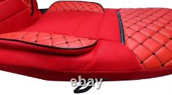 RED Seat Covers Quilted Eco Leather & Suede for Renault T 2014+ trucks Premium