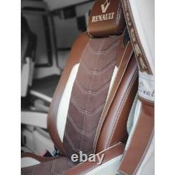 RENAULT T range K-range SEAT COVERS brown&beige Alcantra / ECO LEATHER TRUCK