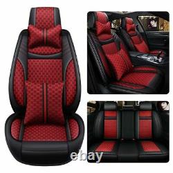 Red Luxury Auto 5-Sit Car Seat Cover Front Rear For Cushion SUV Truck Universal