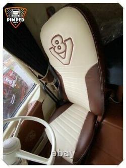 SCANIA 4 V8 Full ECO LEATHER SEAT COVERS brown&beige TRUCK ScaniaV8