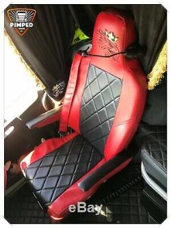 SCANIA R/P/G 2014. Full ECO LEATHER Griffin SEAT COVERS red&black TRUCK