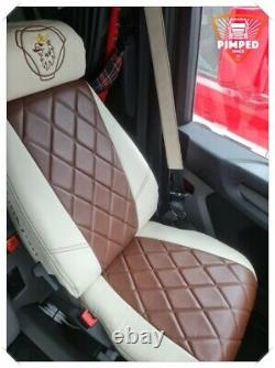 SCANIA S R-series 2014. Full ECO LEATHER SEAT COVERS Beige/ Brown Gryf